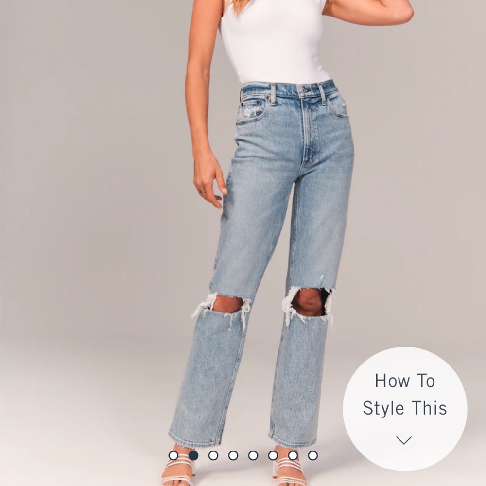 Abercrombie & Fitch Light Wash Straight Leg Jeans with Knee Rips